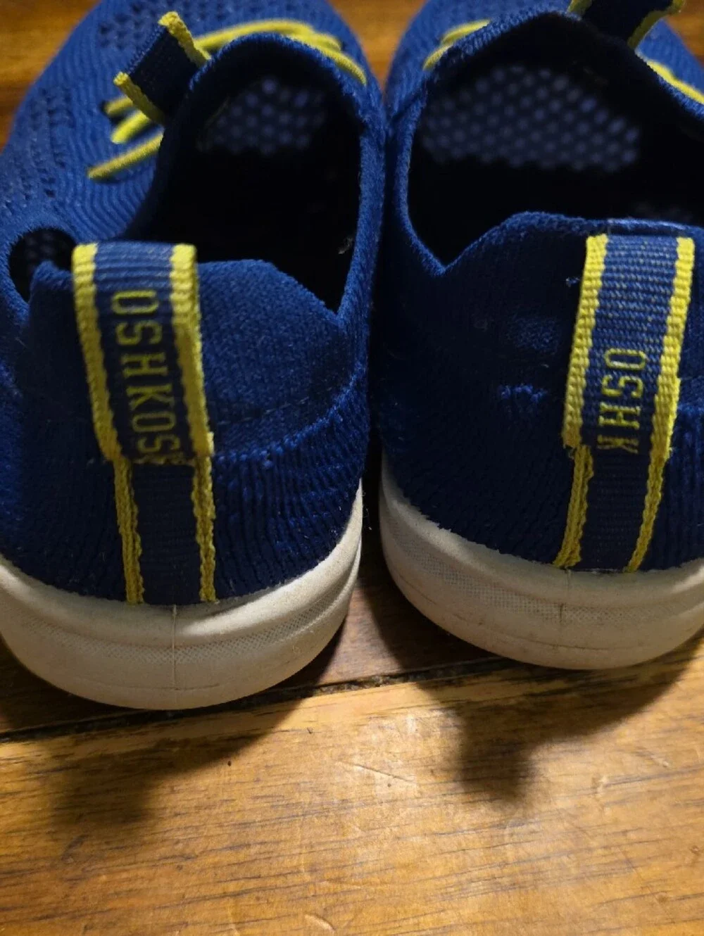 OshKosh B'gosh Navy Blue Knit Sneakers with Yellow Accents